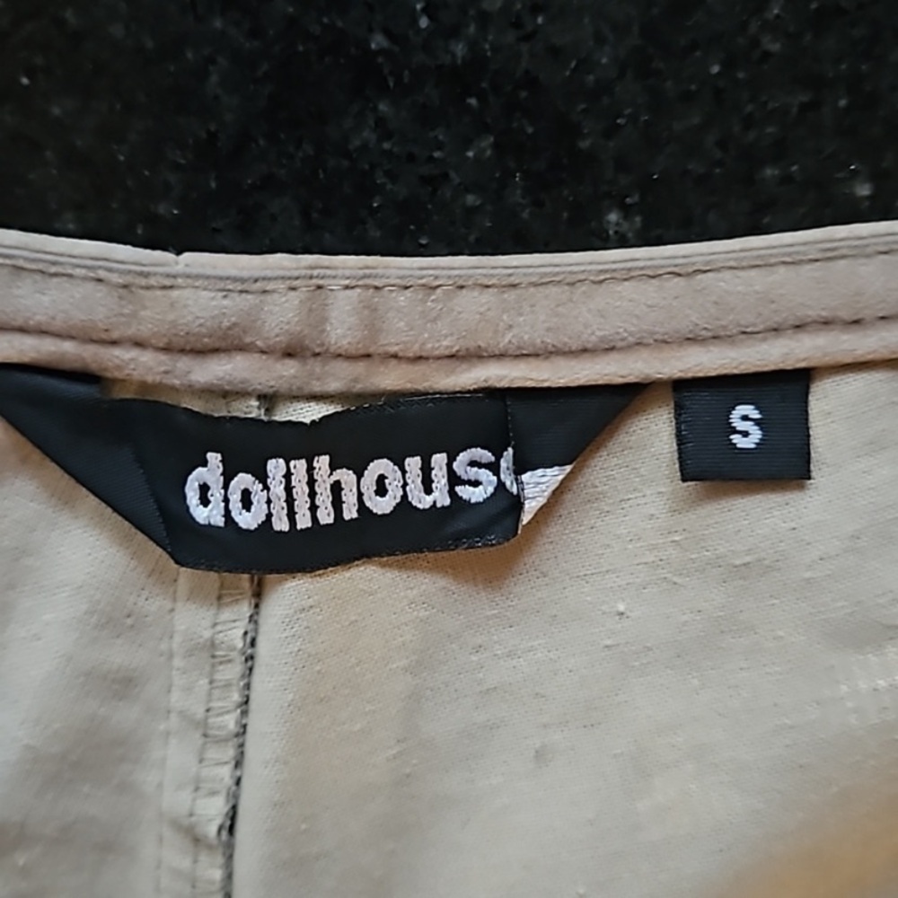 Y2K Dollhouse Tan Faux Suede Lace Up Flared Boho Festival Pants Size Small - Picture 13 of 13